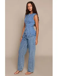 صدرية دينيم بلا أكمام - أزرق - 2