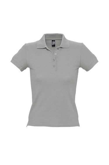 SOLS Womens/Ladies People Pique Short Sleeve Cotton Polo Shirt - Grey Marl
