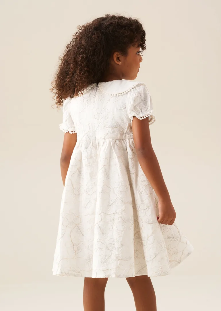 Aurora Floral Embroidered Dress - Ivory - 2