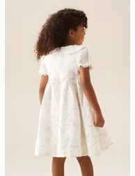 Aurora Floral Embroidered Dress - Ivory - 2