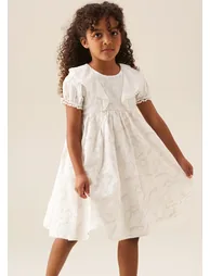 Aurora Floral Embroidered Dress - Ivory - 3