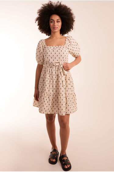 Dobby Spot Mini Dress