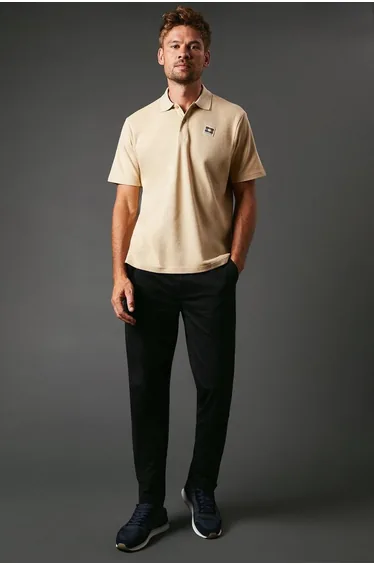 Active Small Patch Logo Short Sleeve Polo Beige - beige