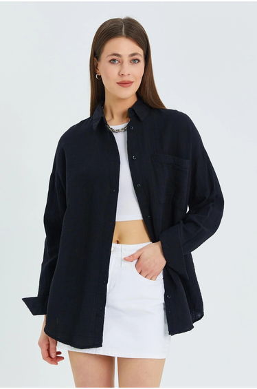 Mixray Oversize Shirt with Pocket Detail