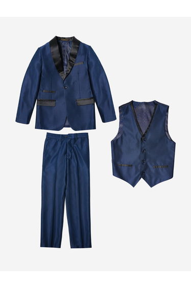 Boys Shawl Collar 3 Piece Suit in Blue