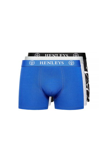 Henleys Mens Henline Assorted Designs Boxer Shorts (Pack of 3) - Multicoloured