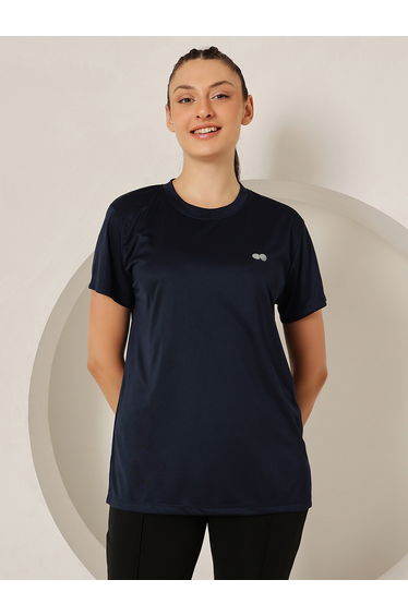 Women Navy Blue Comfort Fit Active T-Shirt