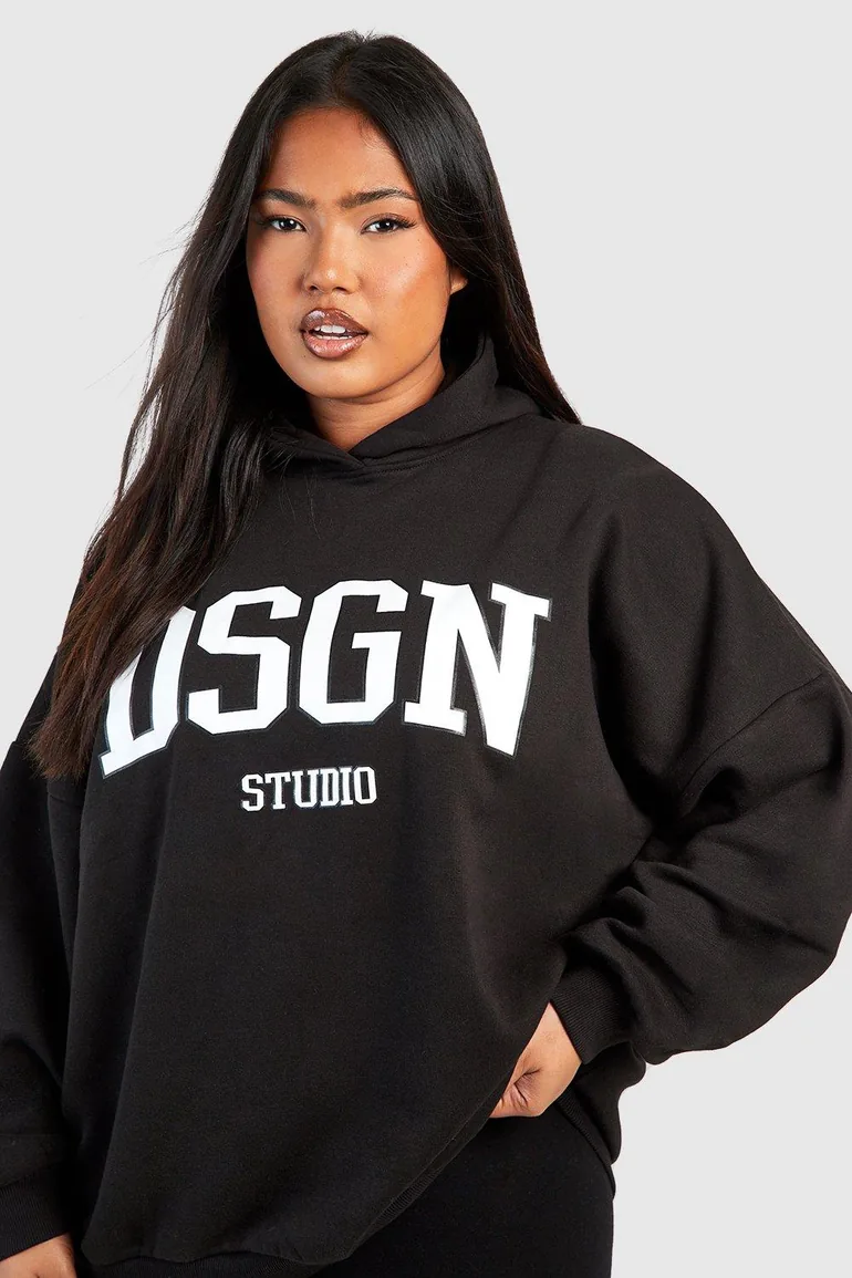Plus Dsgn Oversized Hoodie And Legging Set - black - 3