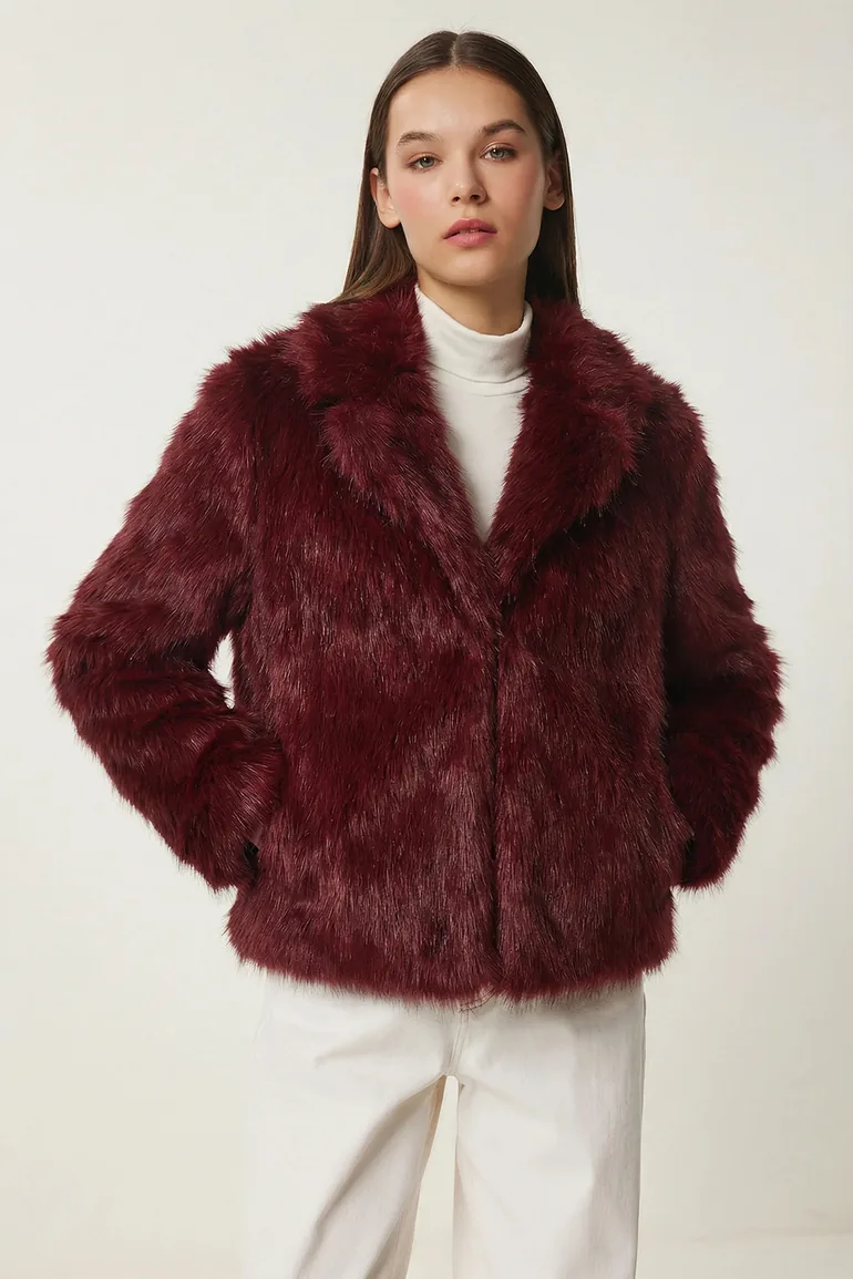 ISTANBUL Faux Fur Shawl Collar Jacket - 4