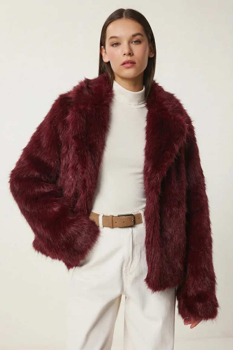 ISTANBUL Faux Fur Shawl Collar Jacket - 1