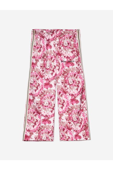 Palm Angels Girls AOP Tie-Dye Wide Track Pants in Pink