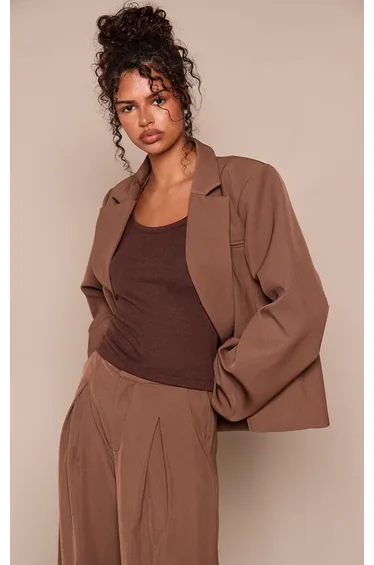 Mushroom Tailored Boxy Blazer Co-ord