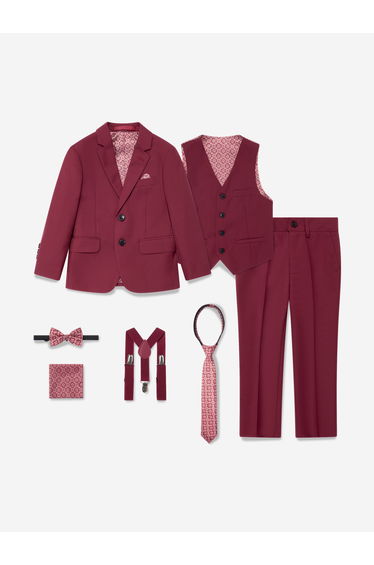 SUITLAB Boys 7 Piece Suit Set in Red