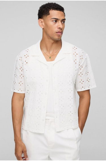 Oversized Boxy Broderie Revere Shirt
