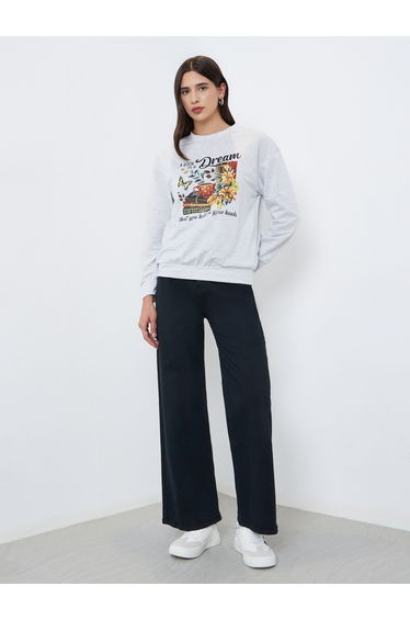 Grey Bookworm Graphic Print Sweatshirt