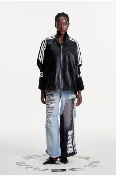 Condoleezza Stripe Leather Jacket