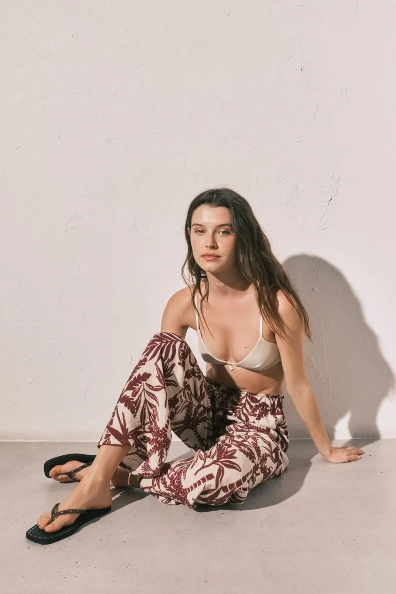 Maroon print long trousers - 4