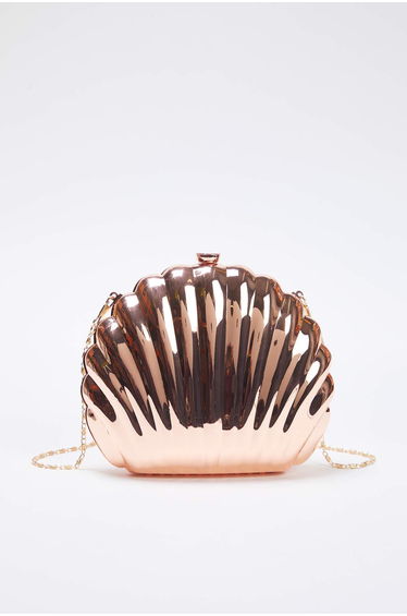 Metallic Copper Sea Shell Evening Dress Women's Stylish Mini Size Clutch Hand Bag