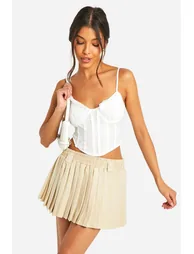 Lace Up Back Square Neck Lace Mix Corset - white - 2