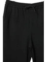 Black Cotton Elastic Waist Flexible Straight Knitted Men's Trousers - 5