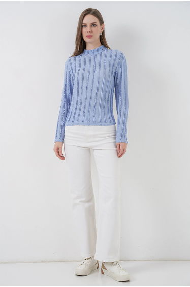 BDART Textured Slim Fit Half Turtleneck Blouse