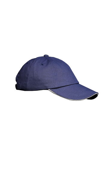 Result Unisex Low Profile Heavy Brushed Cotton Baseball Cap With Sandwich Peak - Navy/White