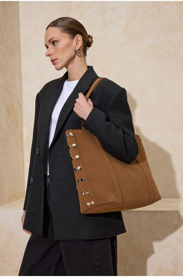 Tan Suede Women's Large Size Shoulder Bag