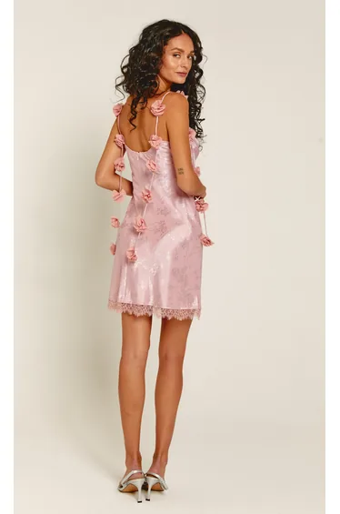 Pink Petal Strap Mini Dress
