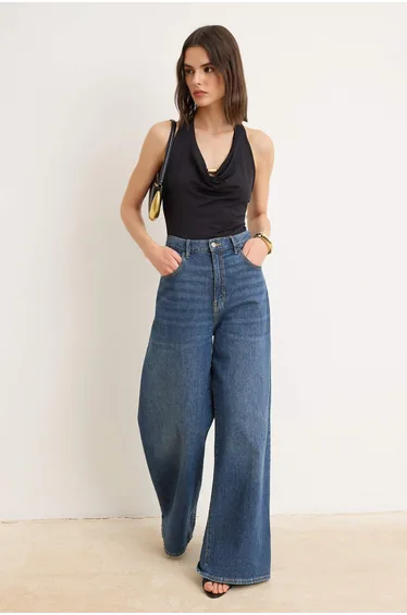 Black Plain Fitted Halter Neck Tie-Detail Sleeveless Accessory Detail Snap Fasteners Stretchy Knitted Body