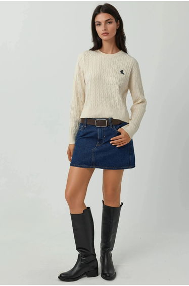 Embroidered Sweater with Hair Braid Pattern
