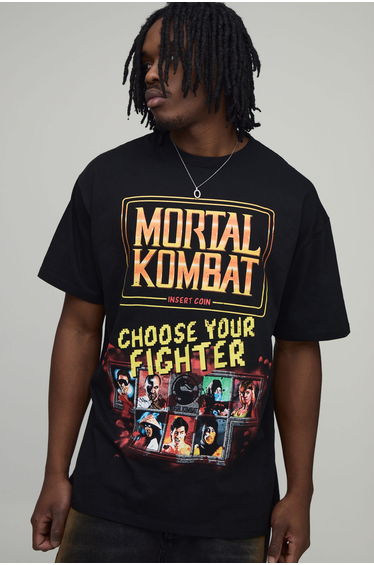 Tall Oversized Mortal Kombat License Printed T-Shirt - black