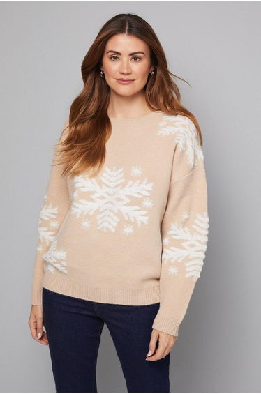 Snowflake Pattern Crew Neck Jumper