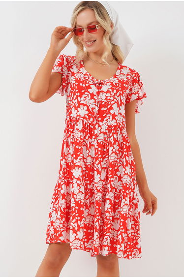 BDART V-Neck Frilly Mini Dress with Bow