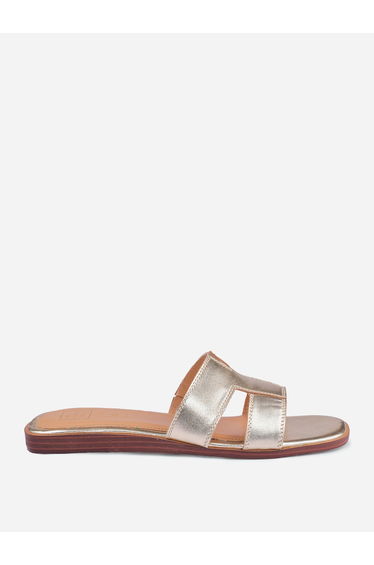 Metallic Design Open Toe Flat Sandals