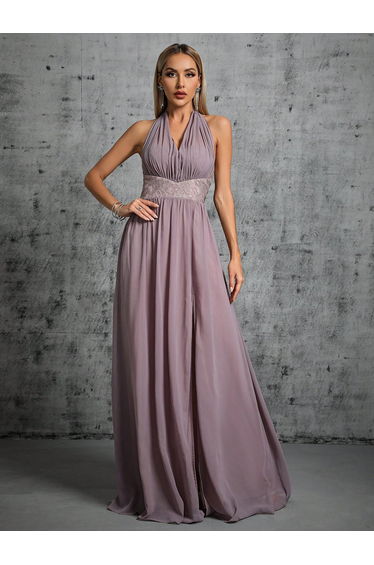 Leely Elegant Halter Sleeveless A-line Party Dress