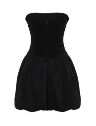 Black Waist Drop/Skater Woven Elegant Evening Dress - 7