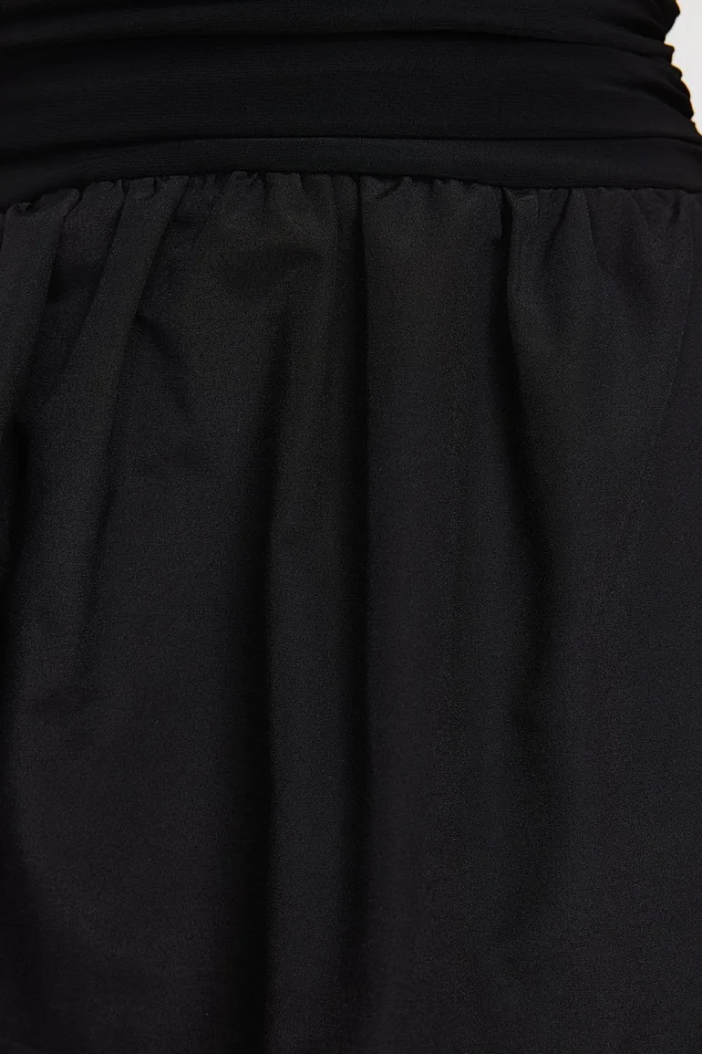 Black Waist Drop/Skater Woven Elegant Evening Dress - 4