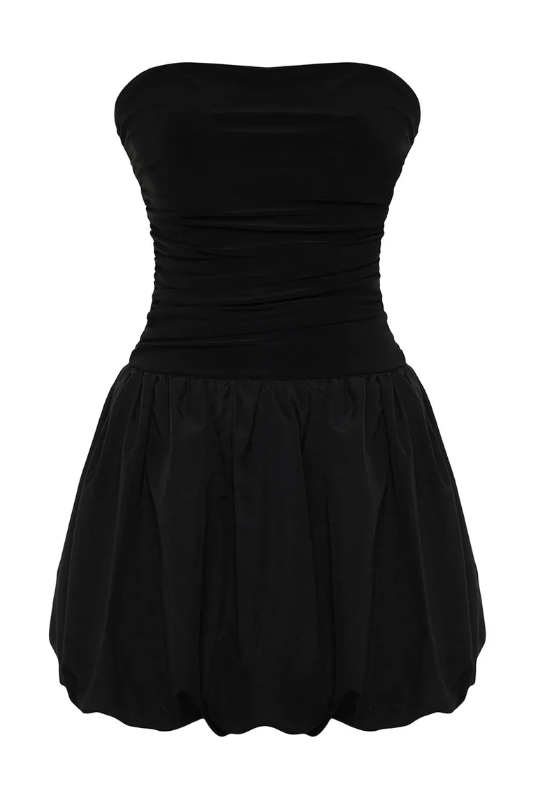 Black Waist Drop/Skater Woven Elegant Evening Dress - 6