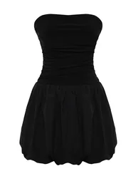 Black Waist Drop/Skater Woven Elegant Evening Dress - 6