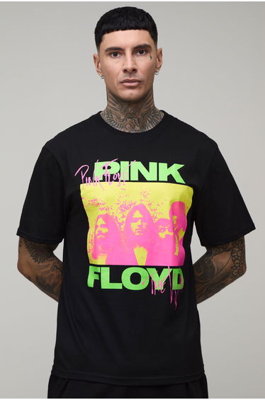 Tall Regular Pink Floyd License Print T-shirt - black