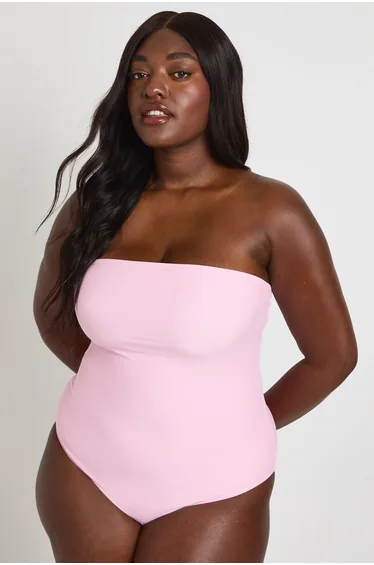 Plus Essentials Bandeau Swimsuit - pink