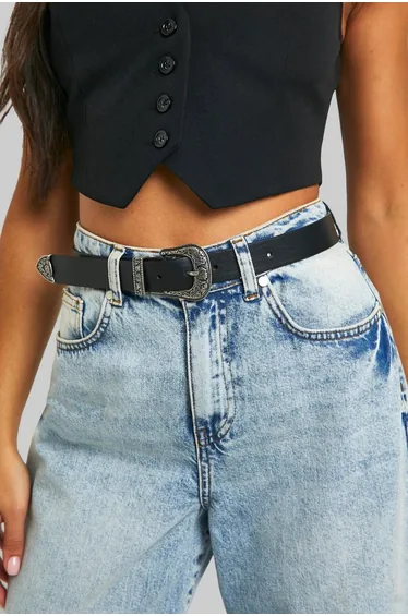 Black Western Buckle Belt - black