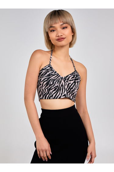 Zebra Print Halter Neck Top