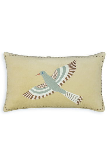 Afti Bird Rectangular 100% Cotton Velour Cushion Cover