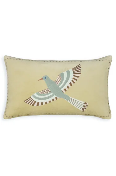 Afti Bird Rectangular 100% Cotton Velour Cushion Cover