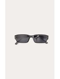 Smoke Charcoal Slim Rectangle Sunglasses - 2