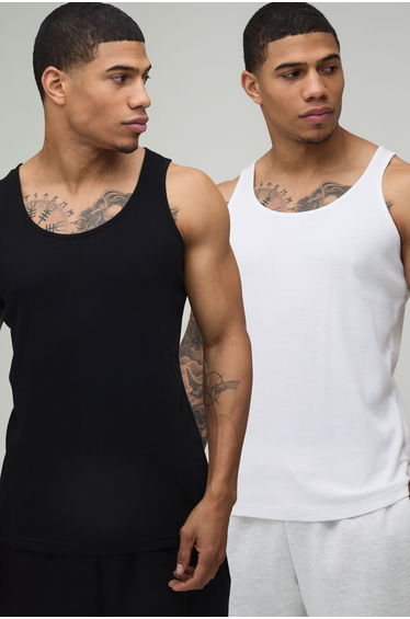 Basic Regular Fit Ribbed Vest - white