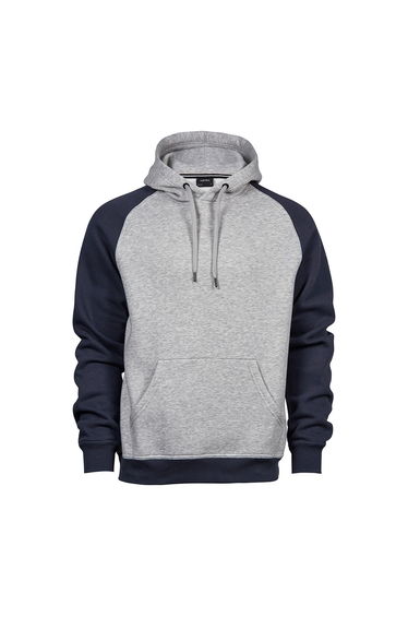 Tee Jays Mens Two Tone Raglan Hooded Sweatshirt - Heather Grey/Navy