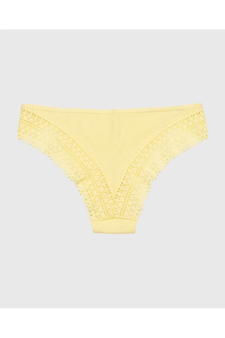 Cheeky Panty with Lace Trim in Mellow Yellow - 4