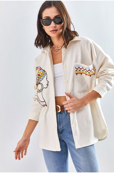 Women's Embroidery Embroidered Oversize Shirt